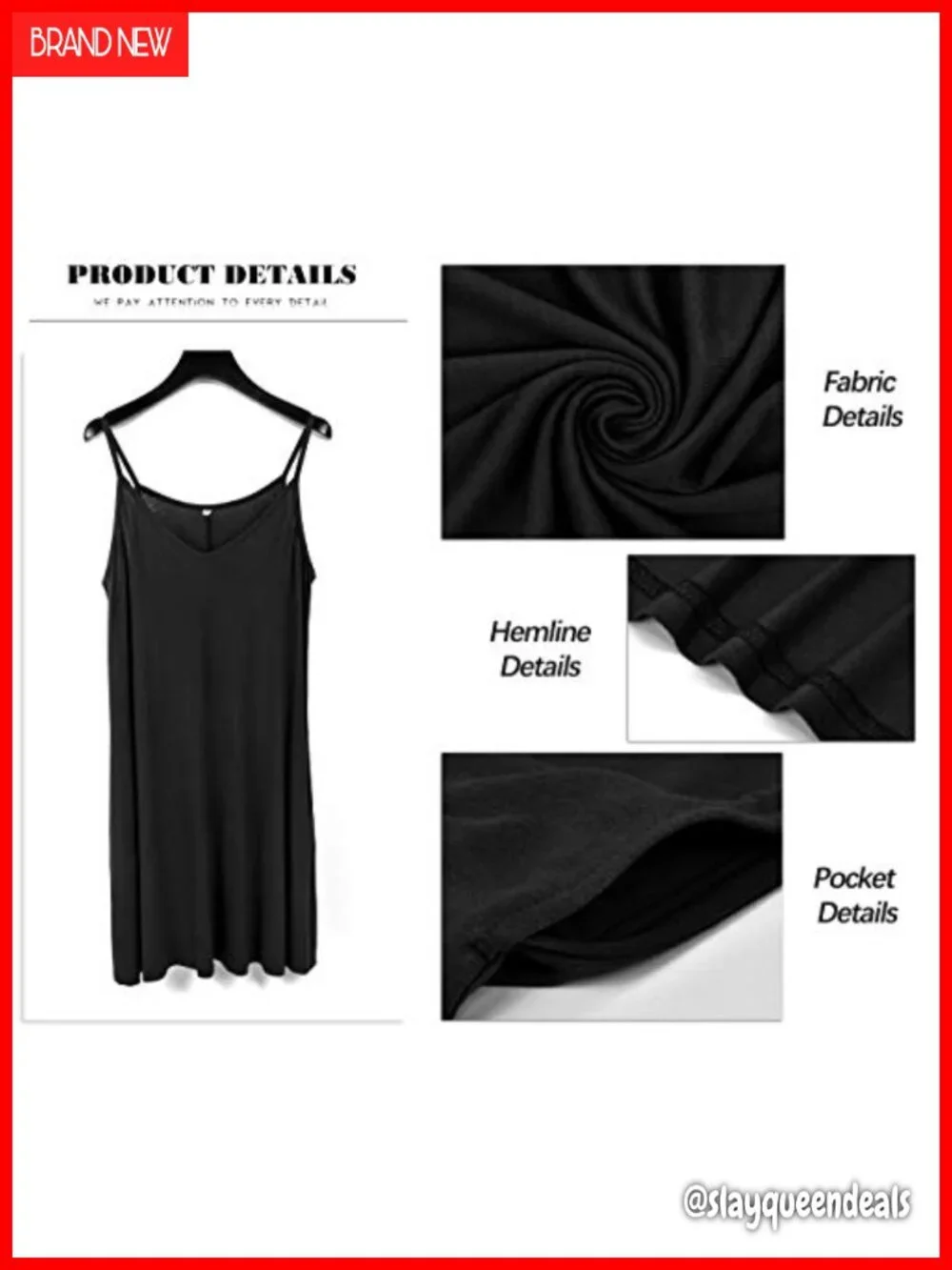Women's Spaghetti Strap Swing Beach Cover Up Dress with Pockets